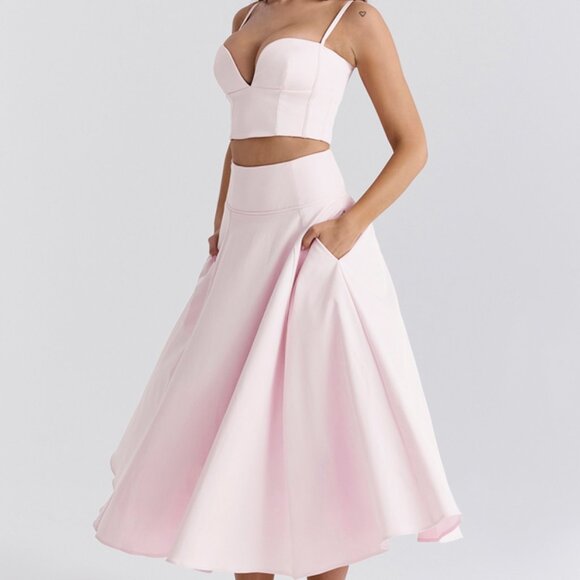 NWT HOUSE OF CB Rita Midi Skirt, Ballet Slipper Pink, High-Waisted 🌸Size XS🌸 - Picture 4 of 17